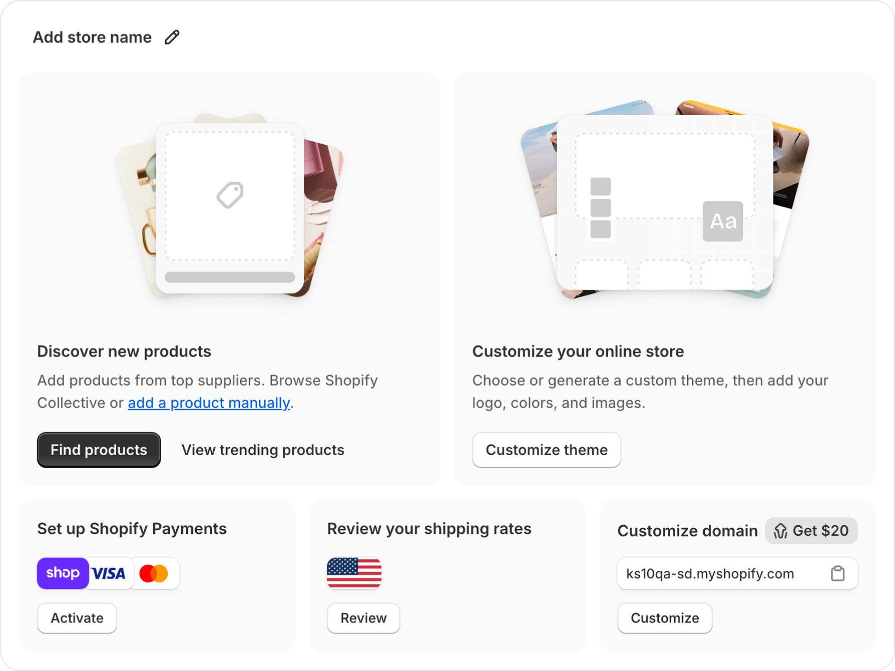 The onboarding guidance for a merchant who identified as a dropshipper.