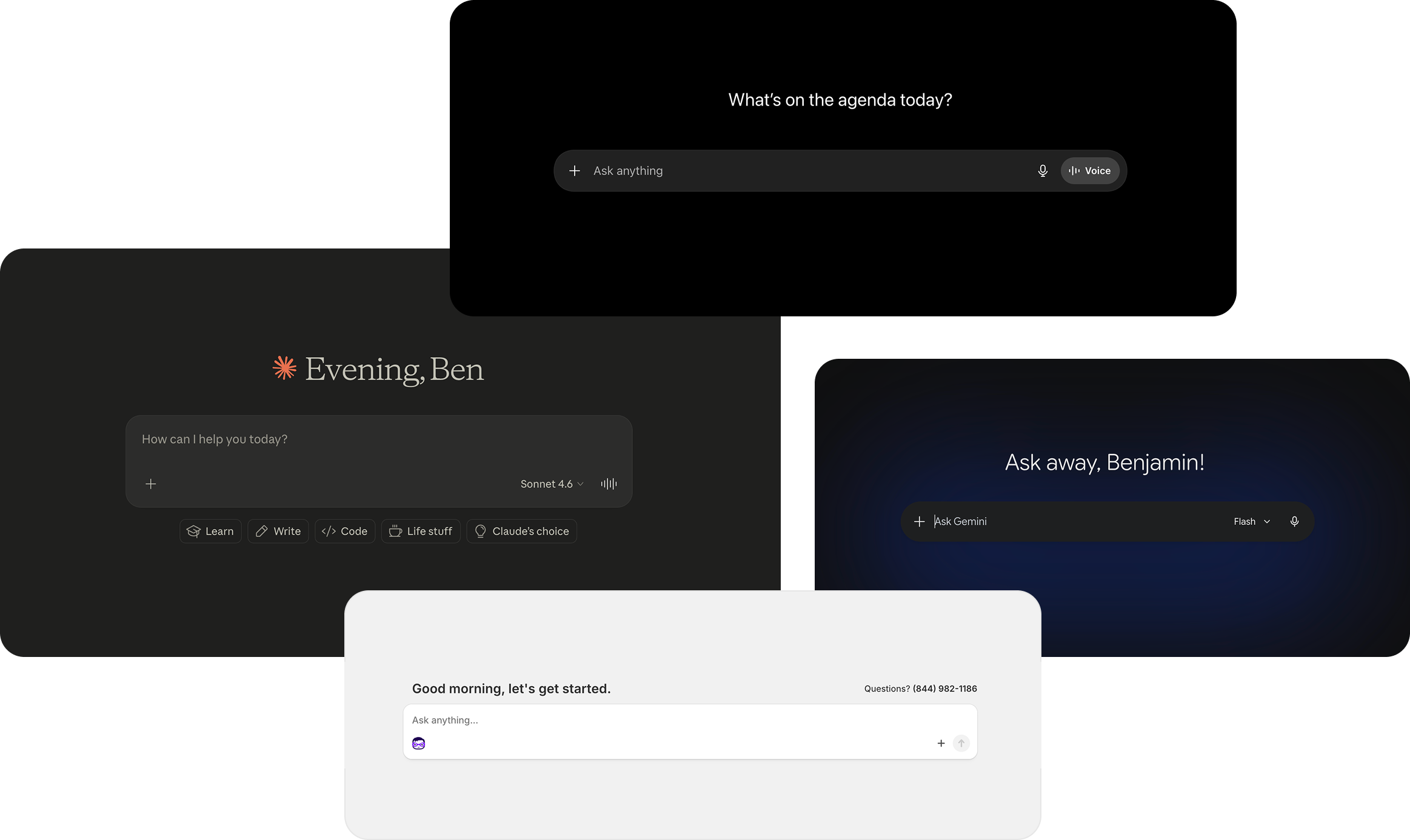 Most AI tools use the header to greet or prompt the user.
