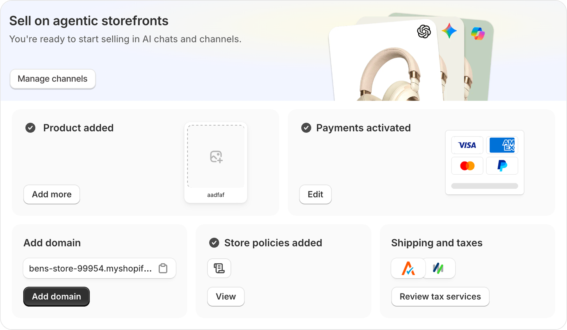 The onboarding bento with a dynamic hero that unlocks channel management over time.
